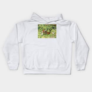 chickens beneath my nectarine tree Kids Hoodie